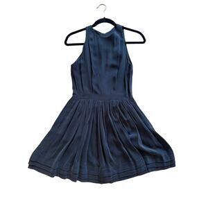 Loretta Jane ANTHROPOLOGIE 2 Black Silk Dress 100% Silk Sleeveless Pockets $268